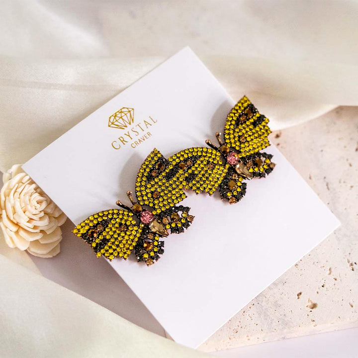 Bumble Butterfly Crystal Earrings
