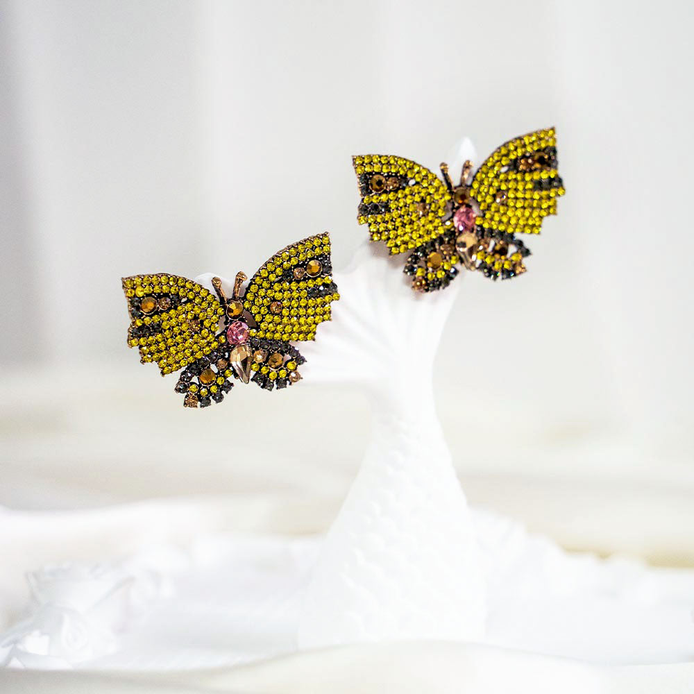 Bumble Butterfly Crystal Earrings