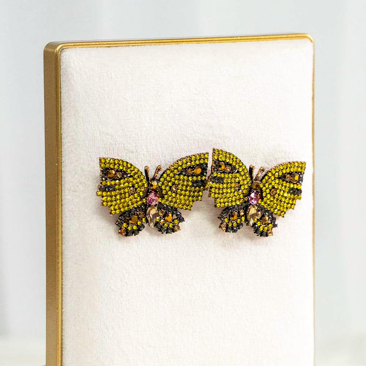 Bumble Butterfly Crystal Earrings
