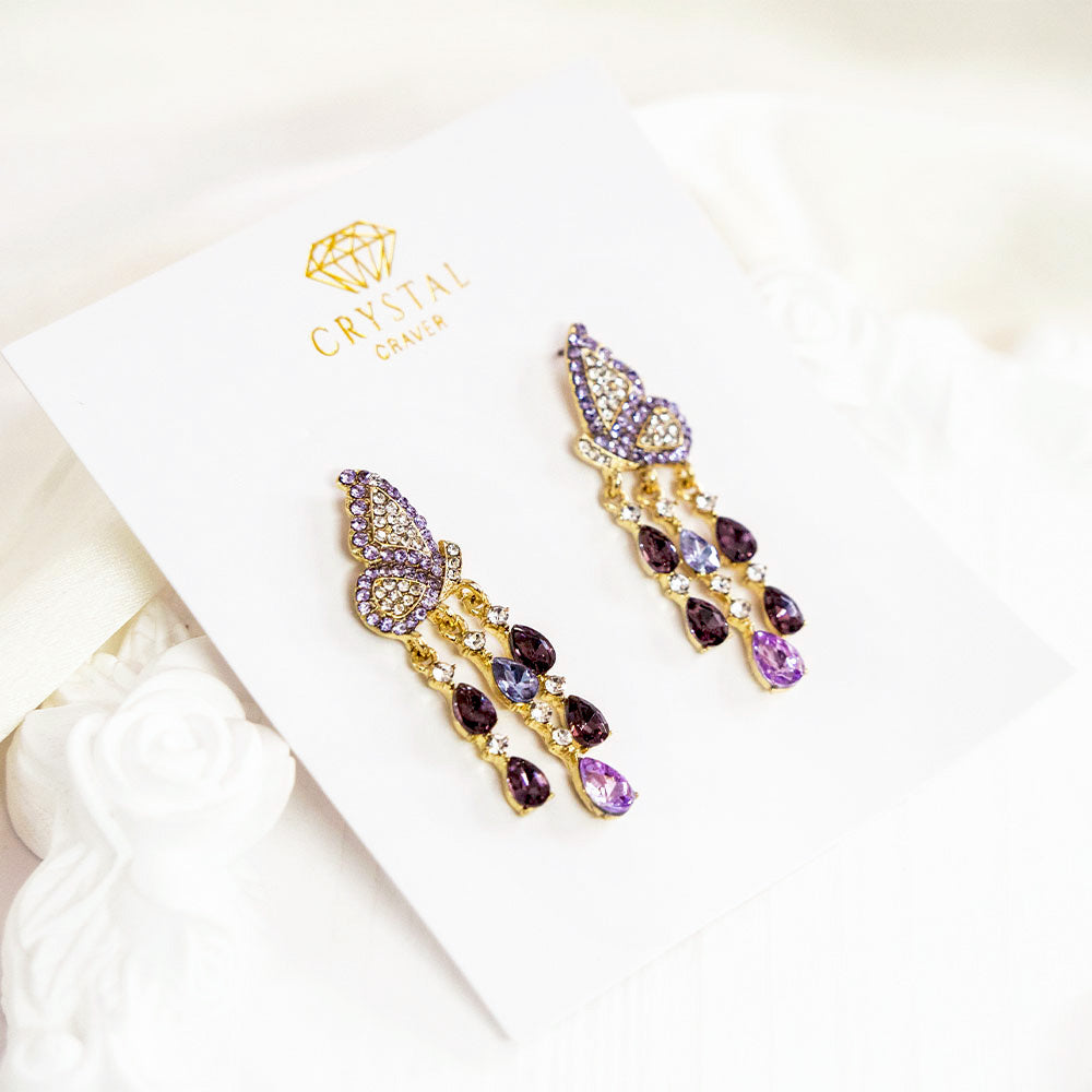 Butterfly Charm Crystal Earrings