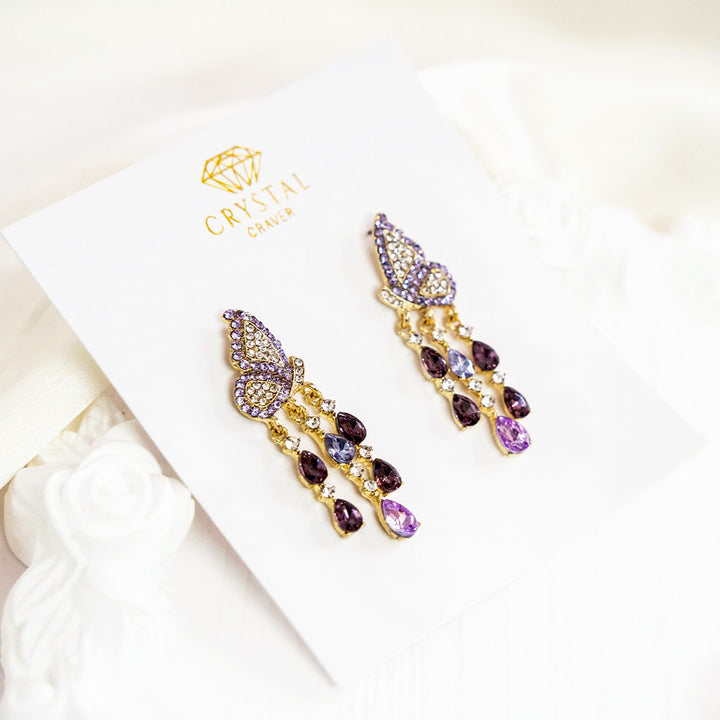 Butterfly Charm Crystal Earrings