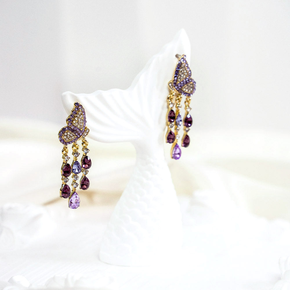 Butterfly Charm Crystal Earrings