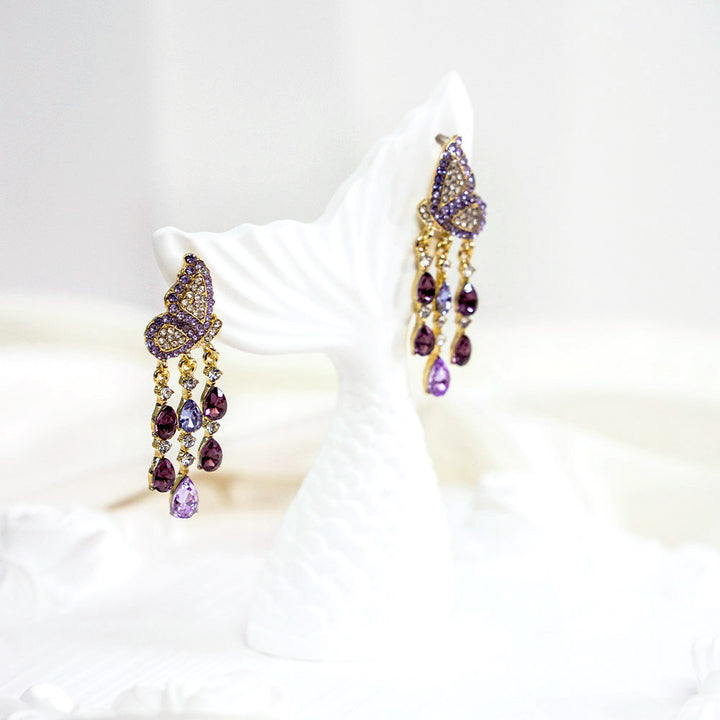 Butterfly Charm Crystal Earrings