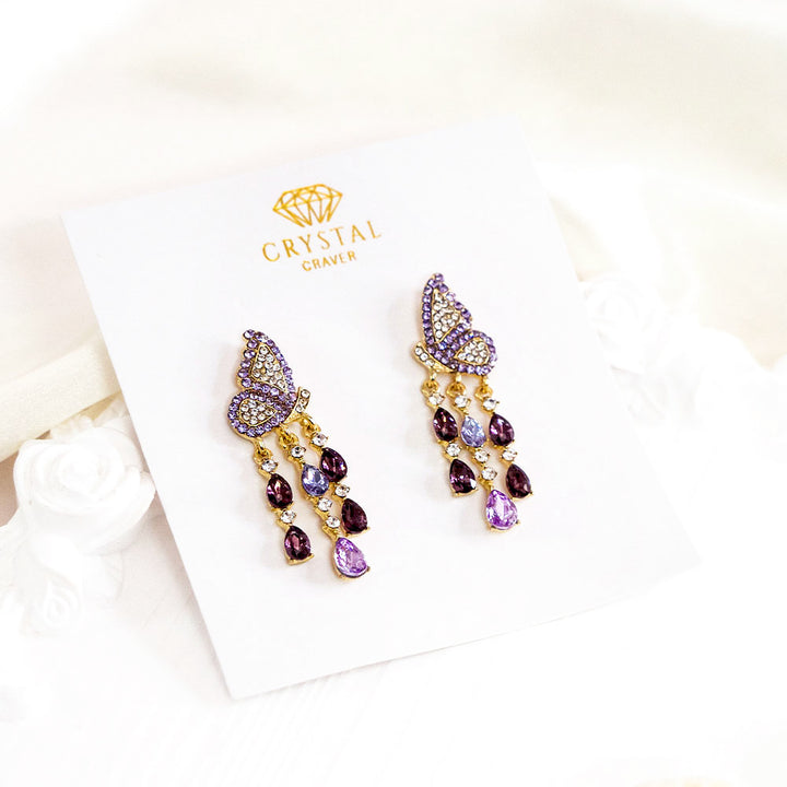 Butterfly Charm Crystal Earrings