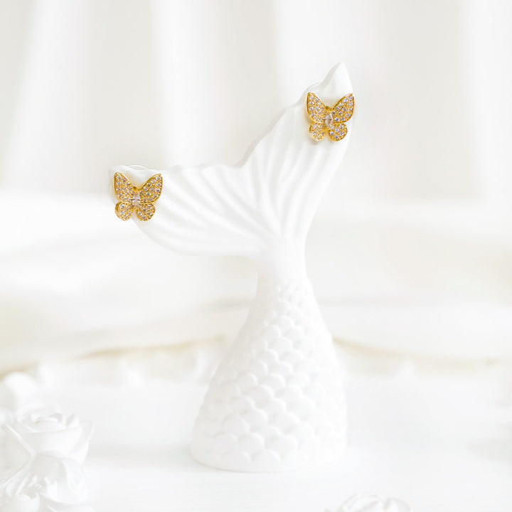 18K Gold Plated Butterfly Studs