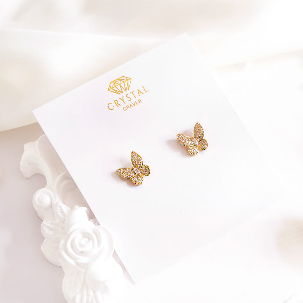 18K Gold Plated Butterfly Studs