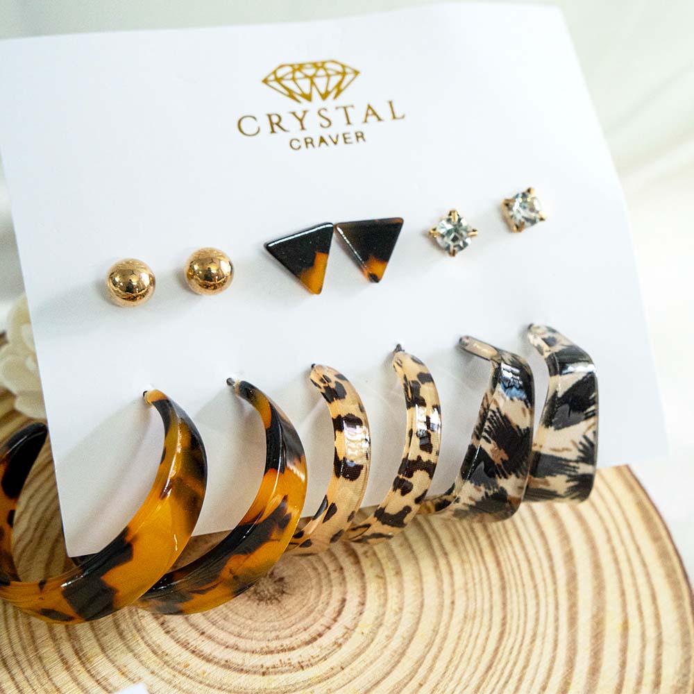 Leopard Hoops Earring Set of 6