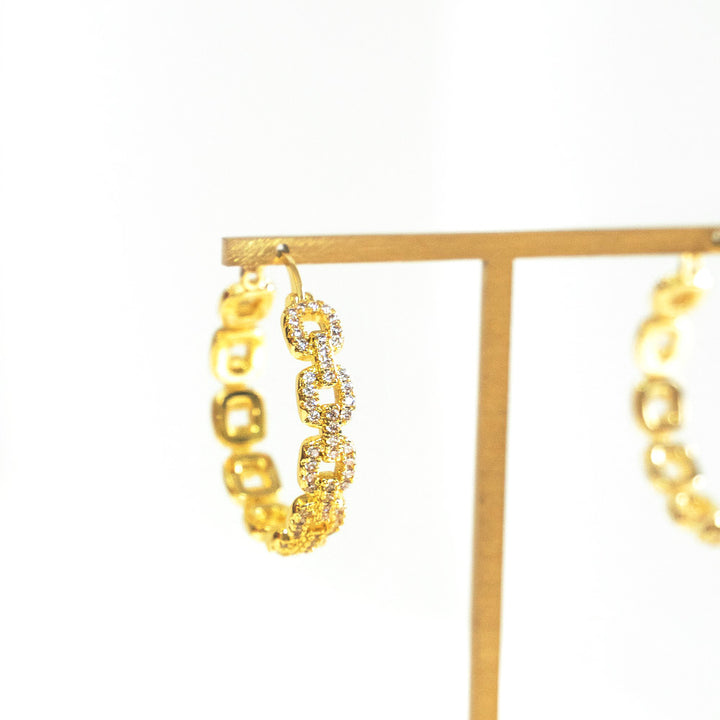 Chained Hoop Zircon Earrings