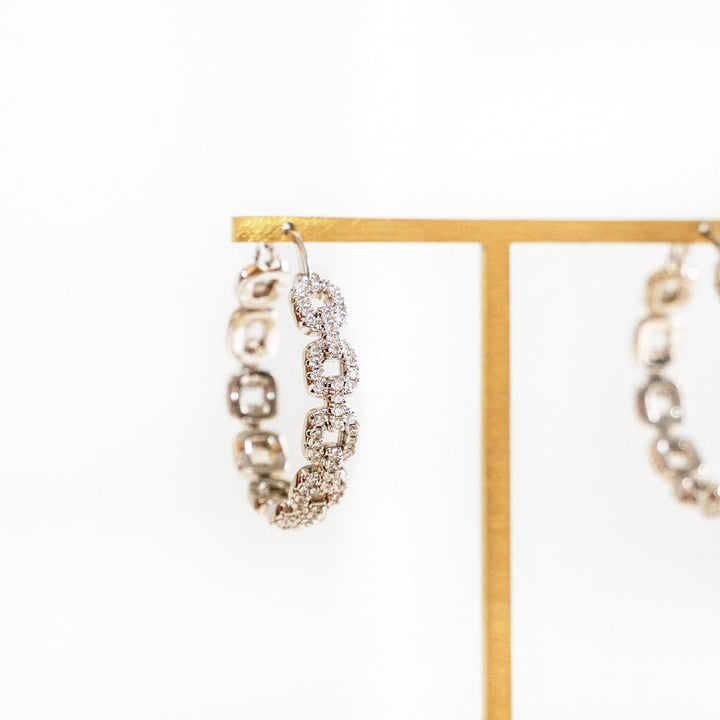 Chained Hoop Zircon Earrings