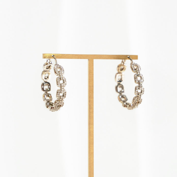 Chained Hoop Zircon Earrings