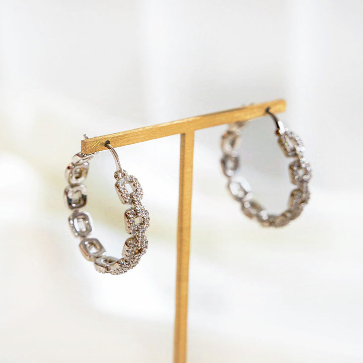 Chained Hoop Zircon Earrings