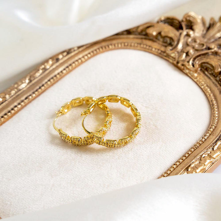 Chained Hoop Zircon Earrings