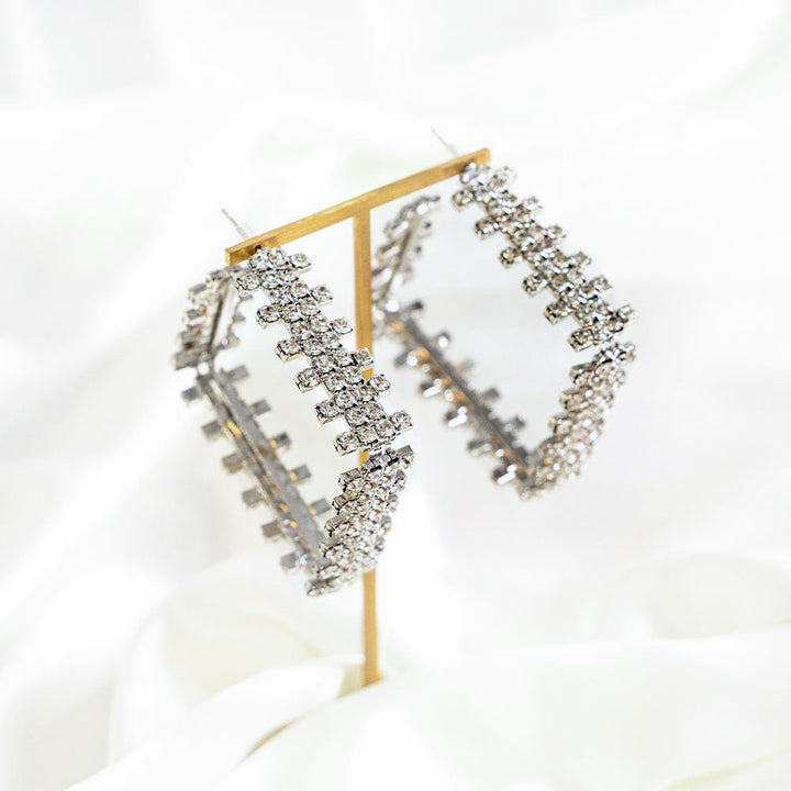 Geometric Rhinestone Hoop Earrings