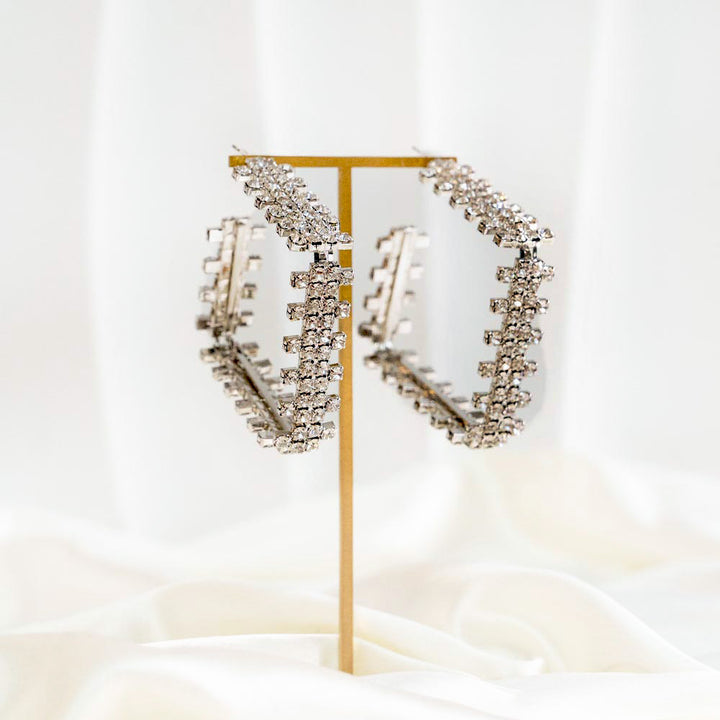 Geometric Rhinestone Hoop Earrings