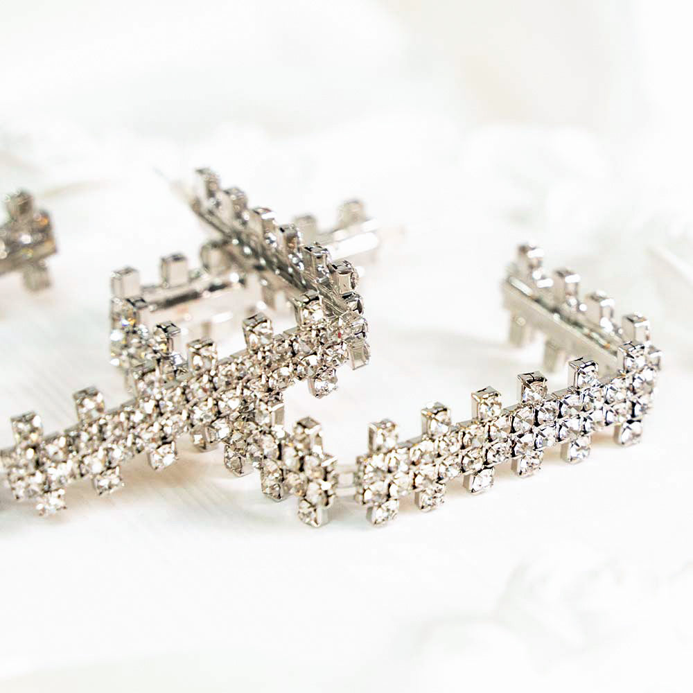 Geometric Rhinestone Hoop Earrings