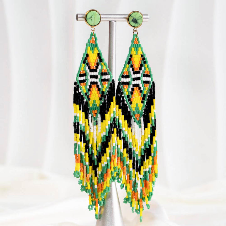 Bohemian Beaded Long Tassel Earrings
