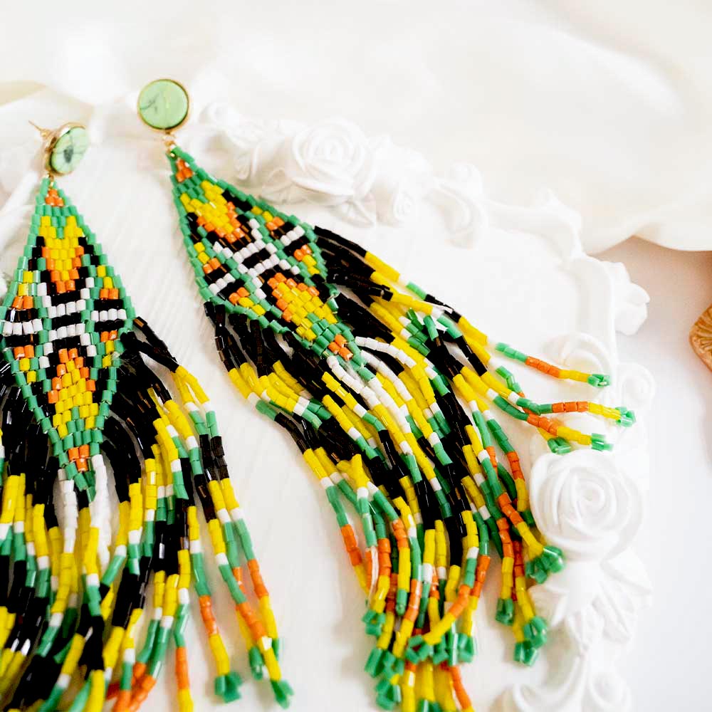 Bohemian Beaded Long Tassel Earrings