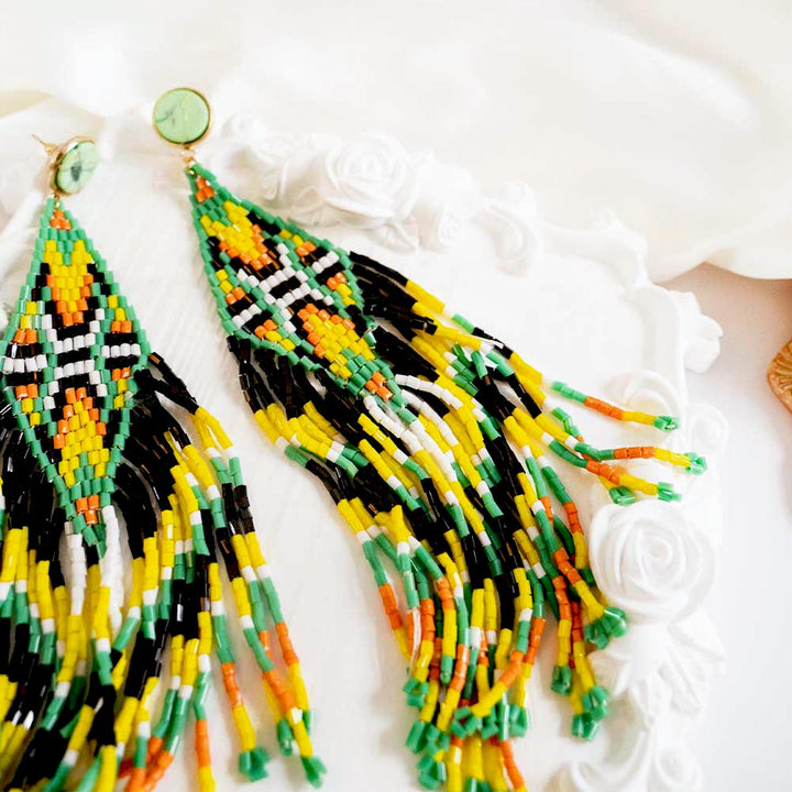 Bohemian Beaded Long Tassel Earrings