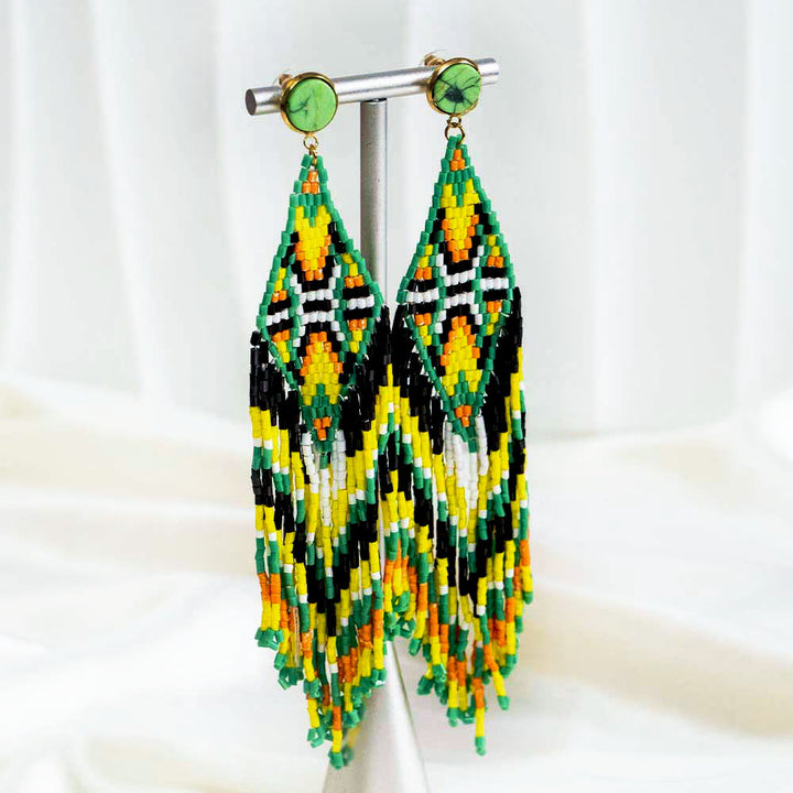 Bohemian Beaded Long Tassel Earrings