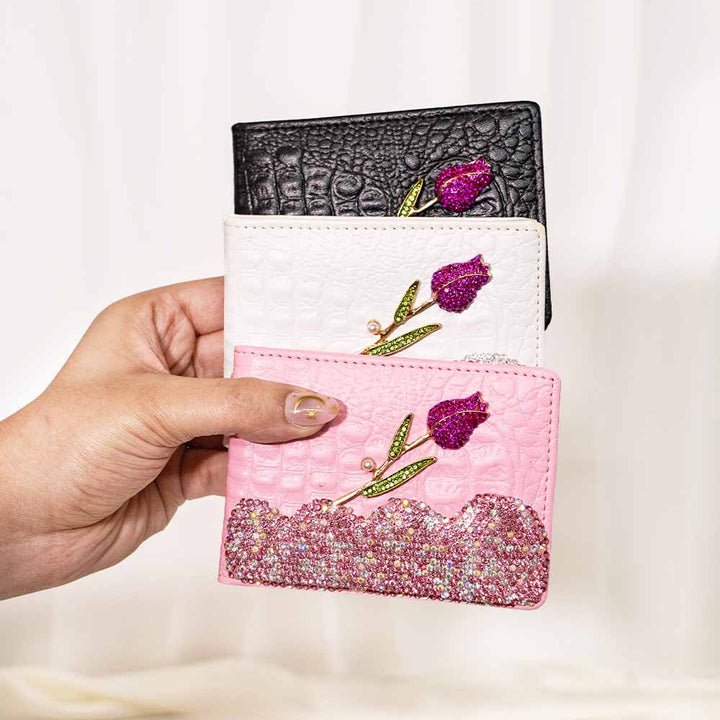 Rose Twinkle Crystal Wallet / Card Holder