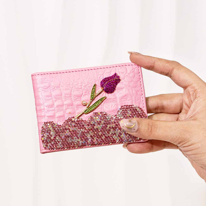 Rose Twinkle Crystal Wallet / Card Holder
