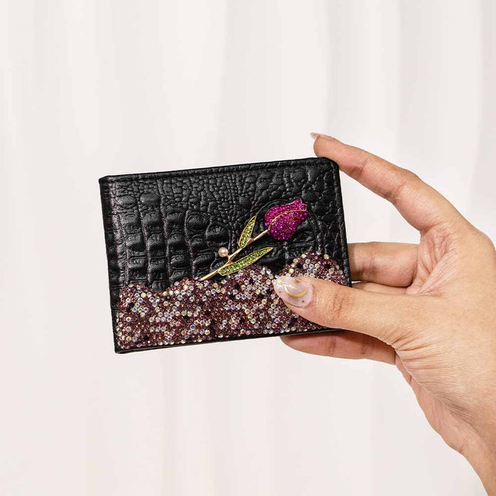 Rose Twinkle Crystal Wallet / Card Holder
