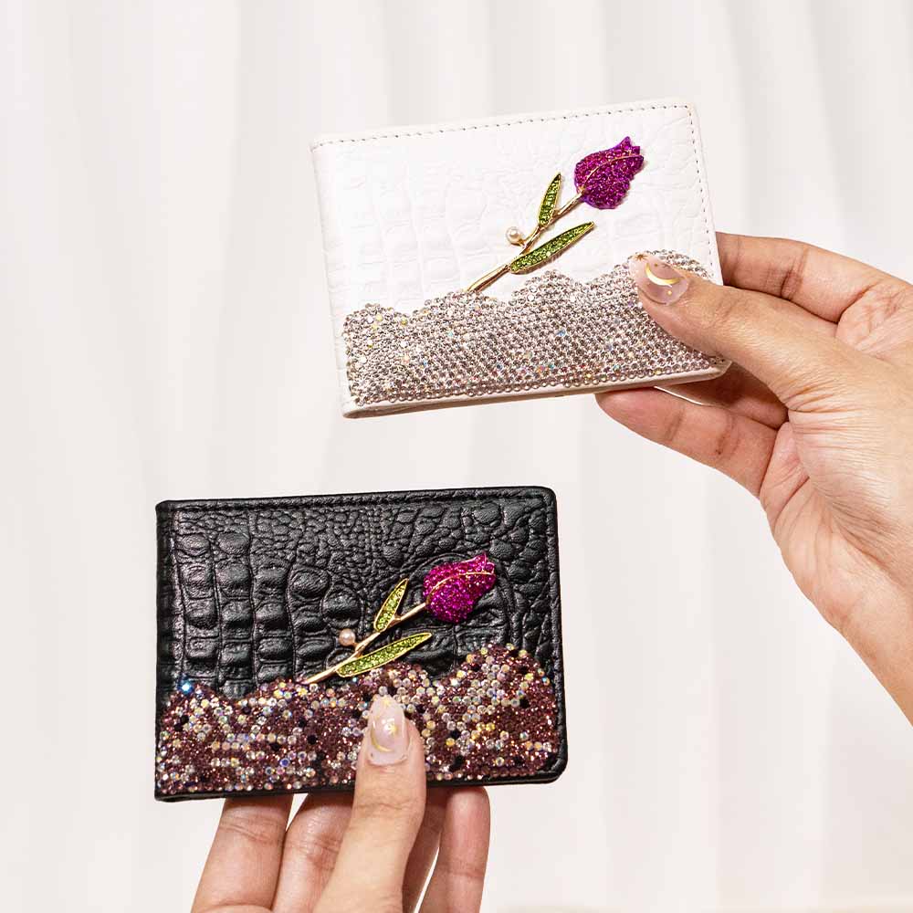 Rose Twinkle Crystal Wallet / Card Holder