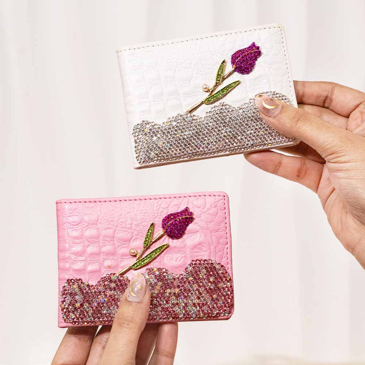 Rose Twinkle Crystal Wallet / Card Holder