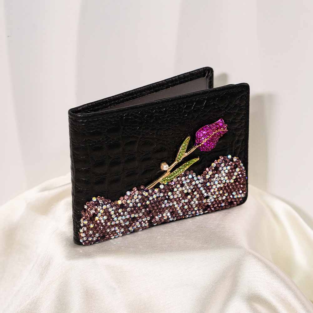 Rose Twinkle Crystal Wallet / Card Holder