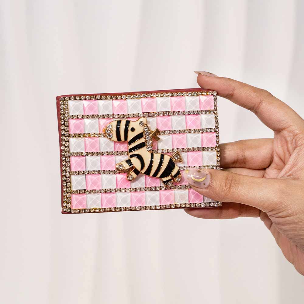 Zebra Rhinestone Card Holder