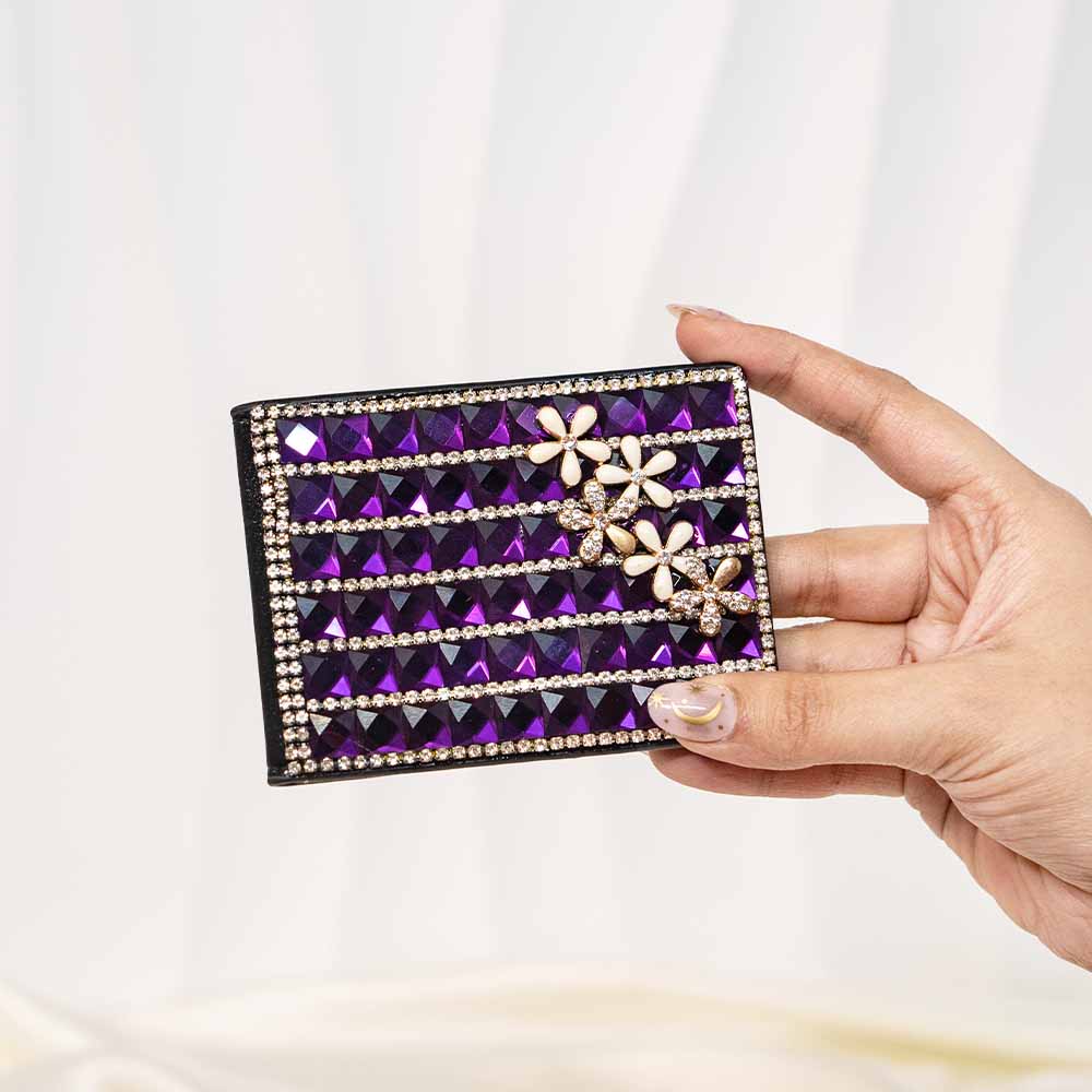 Dainty Flowers Crystal Wallet / Card Holder