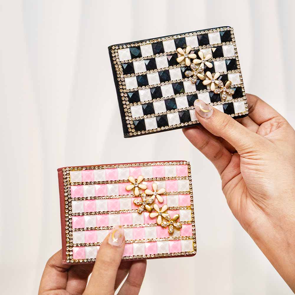 Dainty Flowers Crystal Wallet / Card Holder