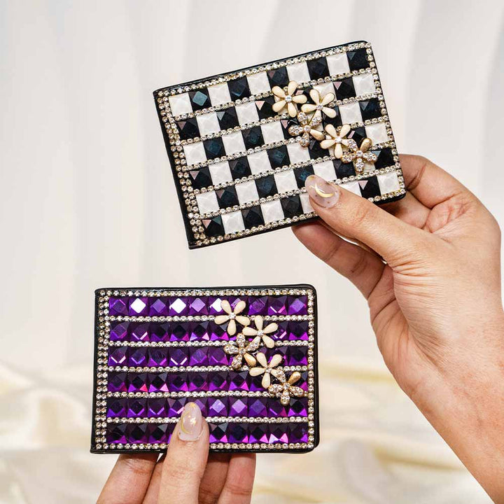 Dainty Flowers Crystal Wallet / Card Holder