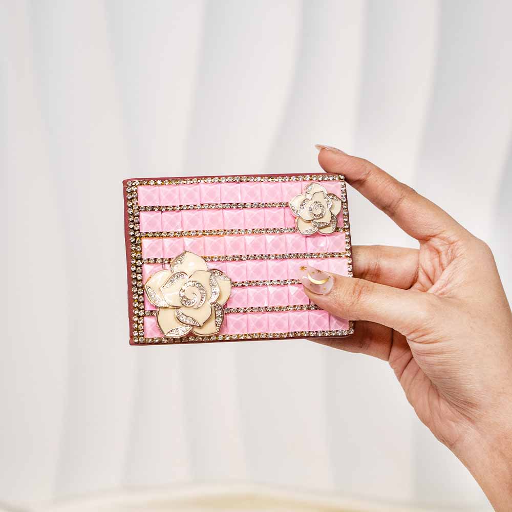 Rose Delight Crystal Wallet / Card Holder