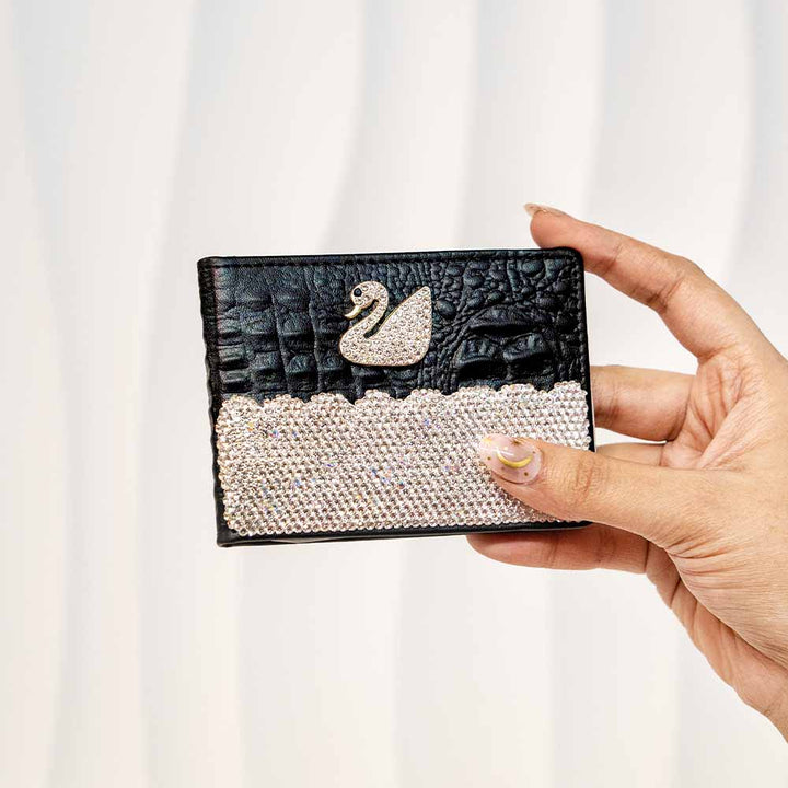 Leather Textured Swan Wallet / Card Holder
