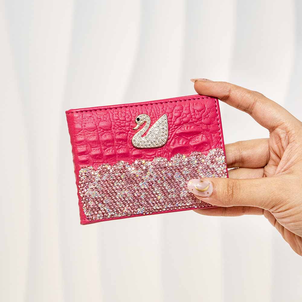 Leather Textured Swan Wallet / Card Holder