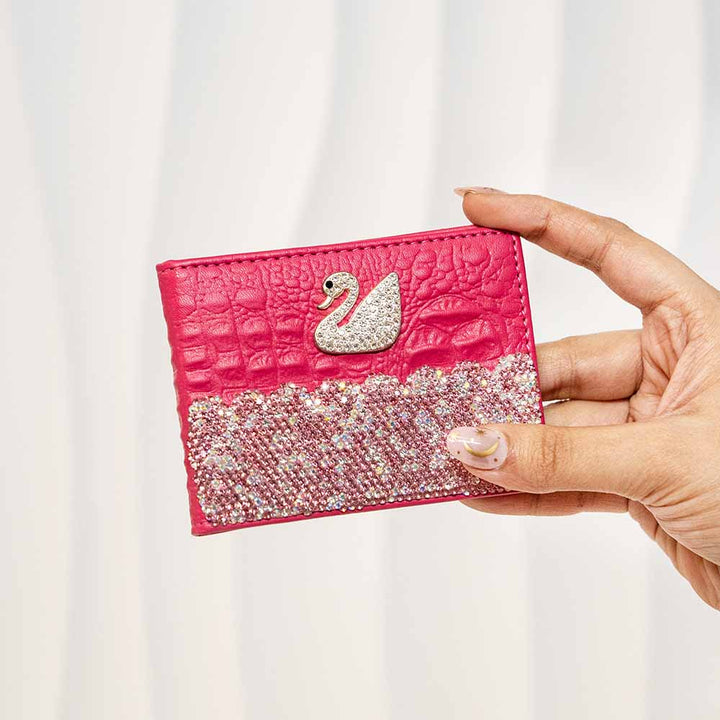 Leather Textured Swan Wallet / Card Holder