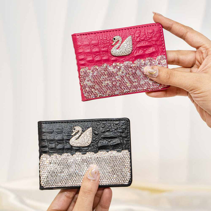 Leather Textured Swan Wallet / Card Holder