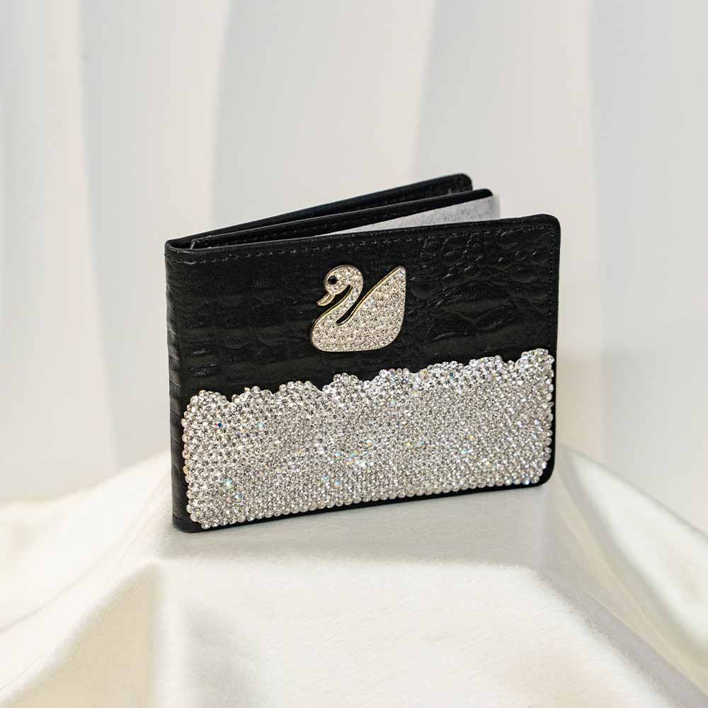 Leather Textured Swan Wallet / Card Holder