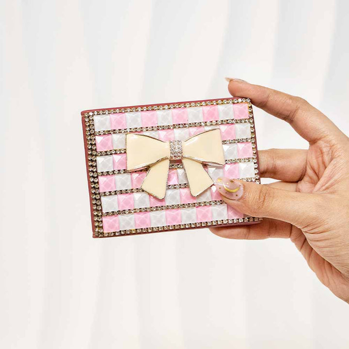 White Ribbon Crystal Wallet / Card Holder