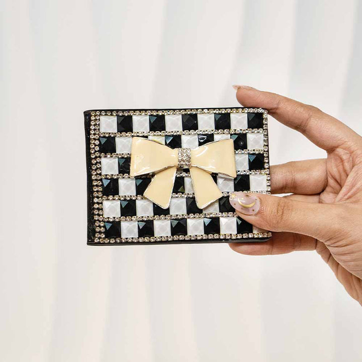 White Ribbon Crystal Wallet / Card Holder