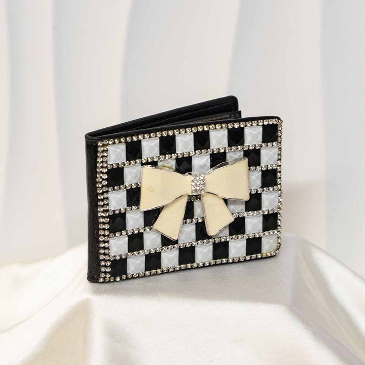 White Ribbon Crystal Wallet / Card Holder