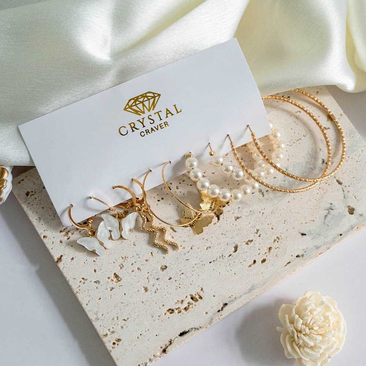 Vintage Earrings Set Of 5