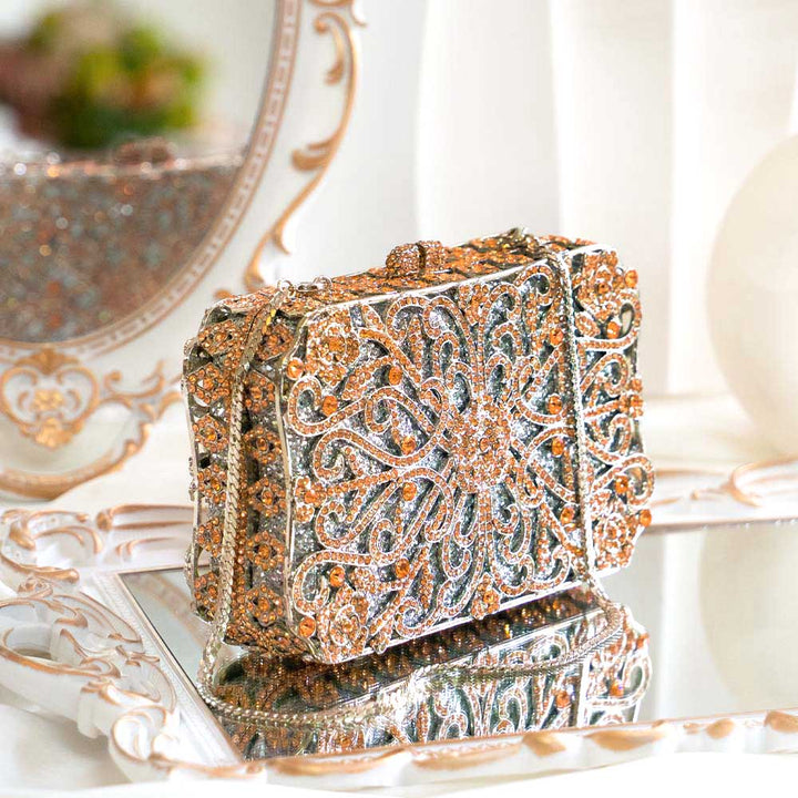 Majestic Gold Crystal Clutch Bag