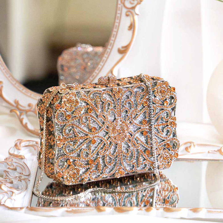 Majestic Gold Crystal Clutch Bag