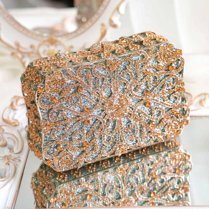 Majestic Gold Crystal Clutch Bag