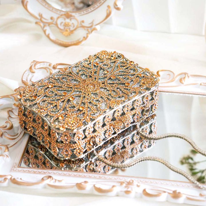 Majestic Gold Crystal Clutch Bag
