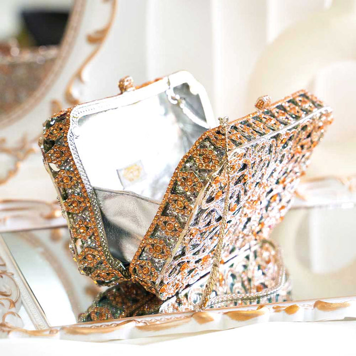 Majestic Gold Crystal Clutch Bag
