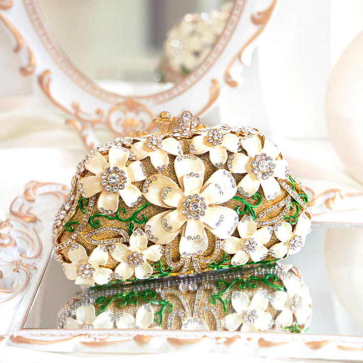 Vinca Blossom Crystal Clutch Bag
