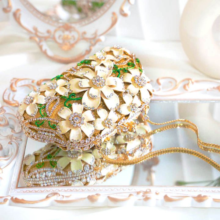 Vinca Blossom Crystal Clutch Bag